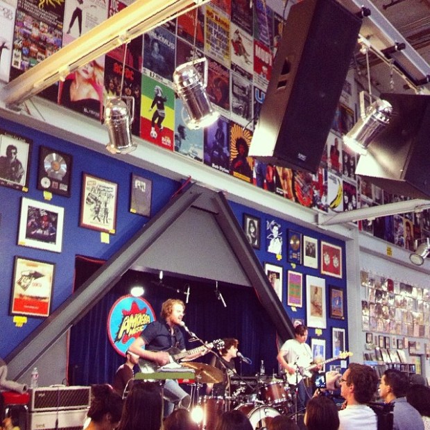 Perfect harmonies. The Belle Brigade in-store show at Amoeba Music in Hollywood.